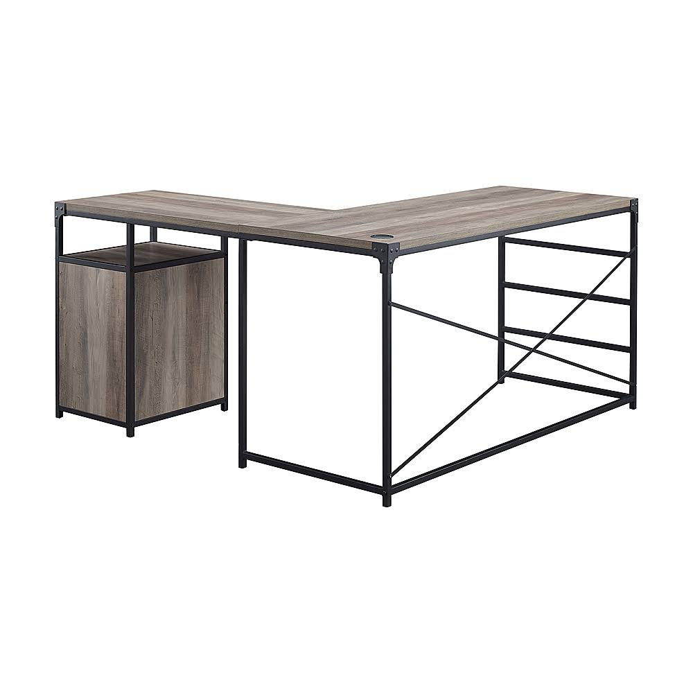 59" Urban Industrial 2 Drawer L Shaped Desk S1351