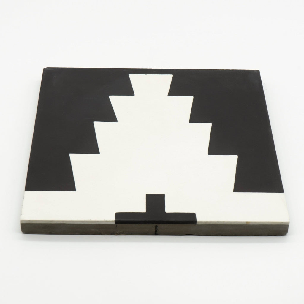 Set of 12 Black and White Handmade Moroccan Floor Tile Y104