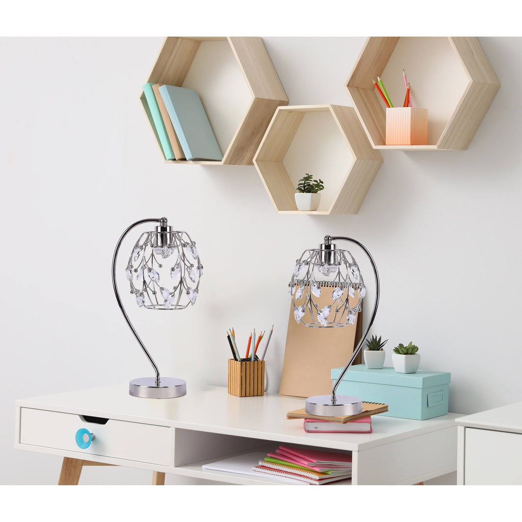 Polished Nickel Task Lamp with Crystalline Metal Shade (2-Pack) V388