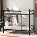 Twin Over Twin Metal Bunk Bed with Ladder, Black, 78.7 inch P153162