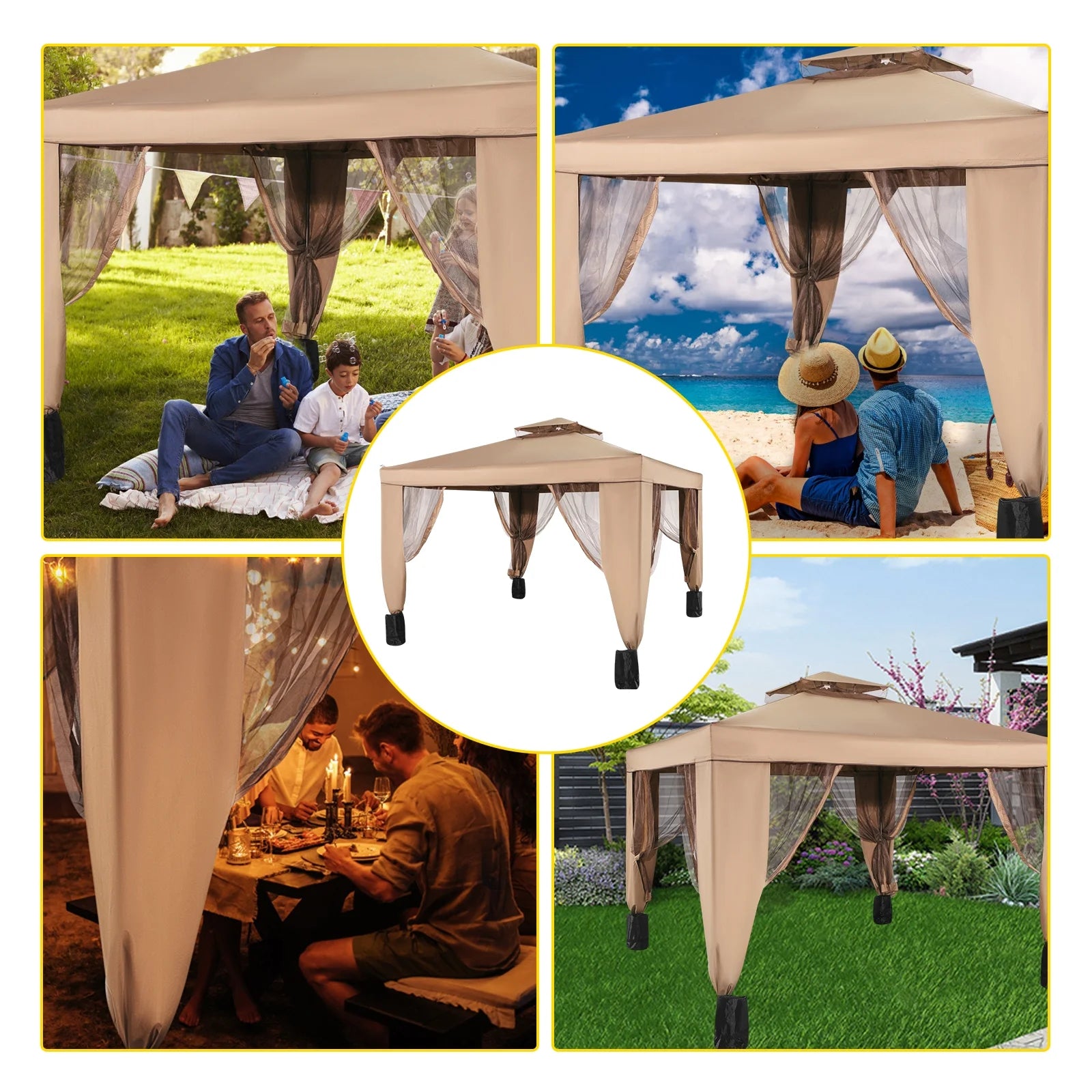 Gold and Brown Pop-up Gazebo O522196
