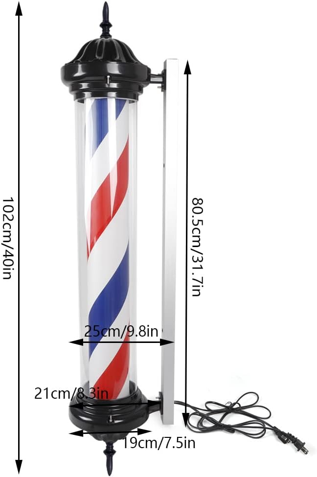 41inch Rotating Red White Blue LED Barber Pole Light J6728