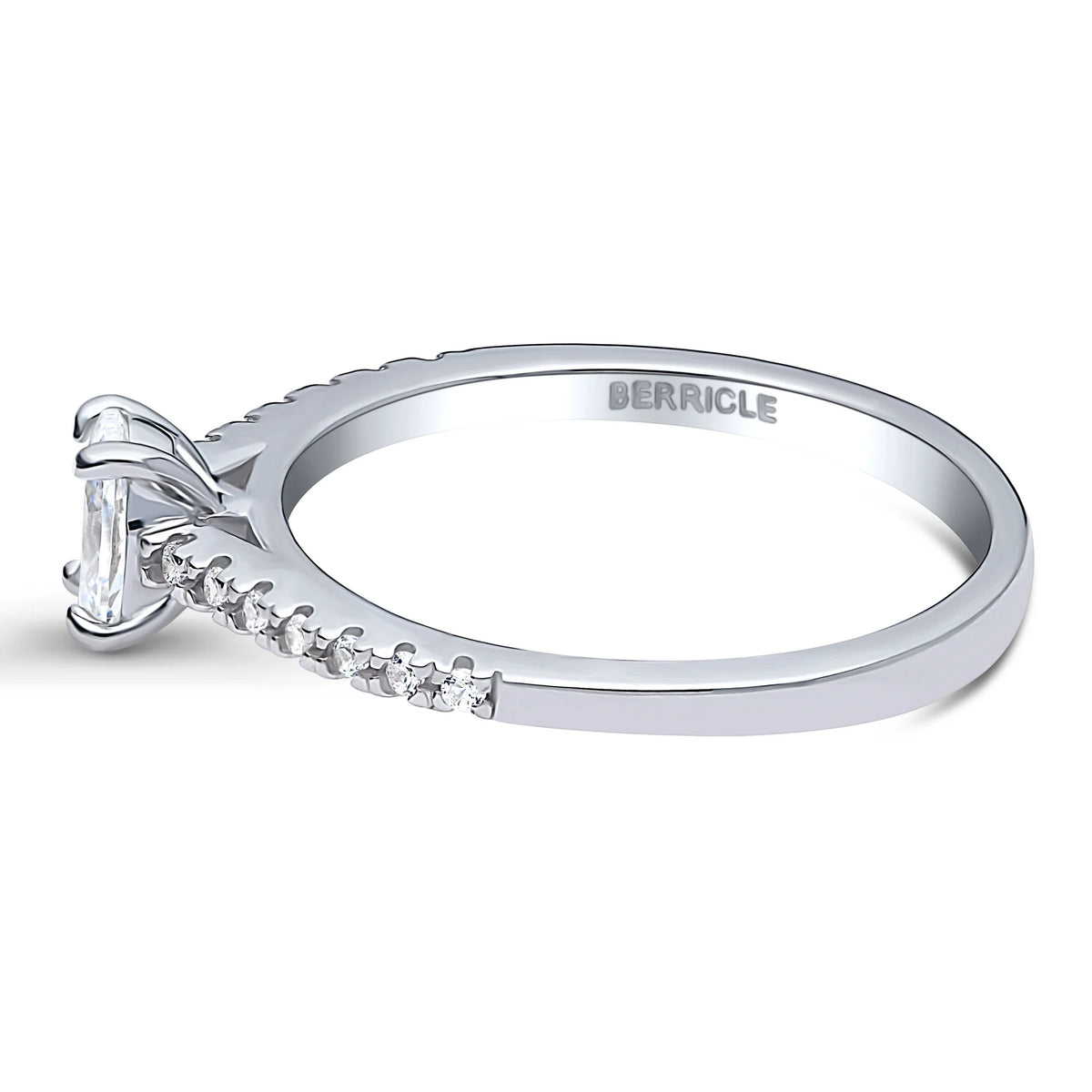 Sterling Silver Oval Cut Cubic Zirconia Promise Ring, Rhodium Plated Size 9 W91394