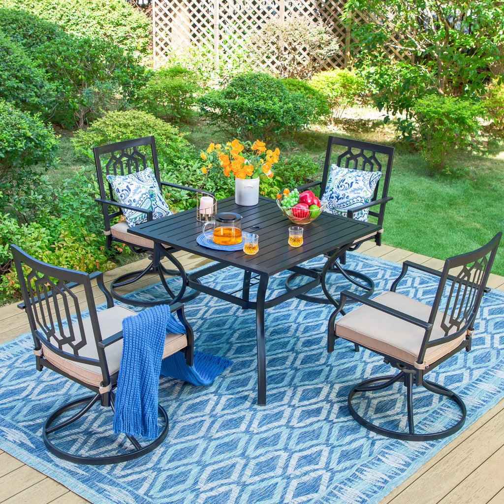 5-Piece Outdoor Patio Dining Set with Steel Frame Q841