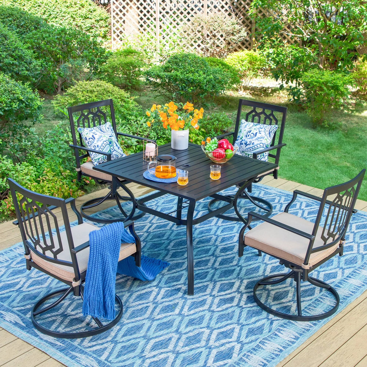 5-Piece Outdoor Patio Dining Set with Steel Frame Q841