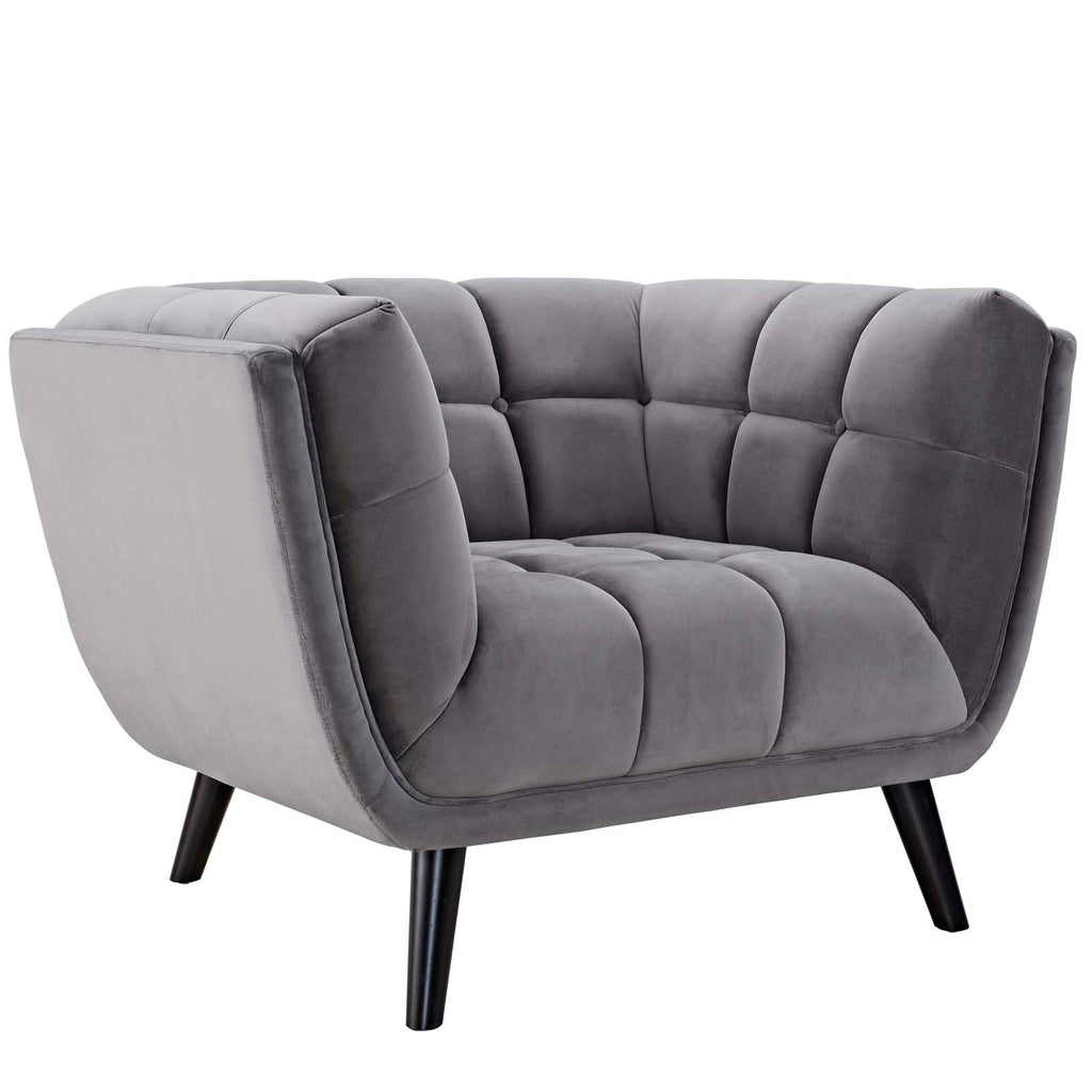 2 Piece Velvet Upholstered Loveseat and Armchair Set O566