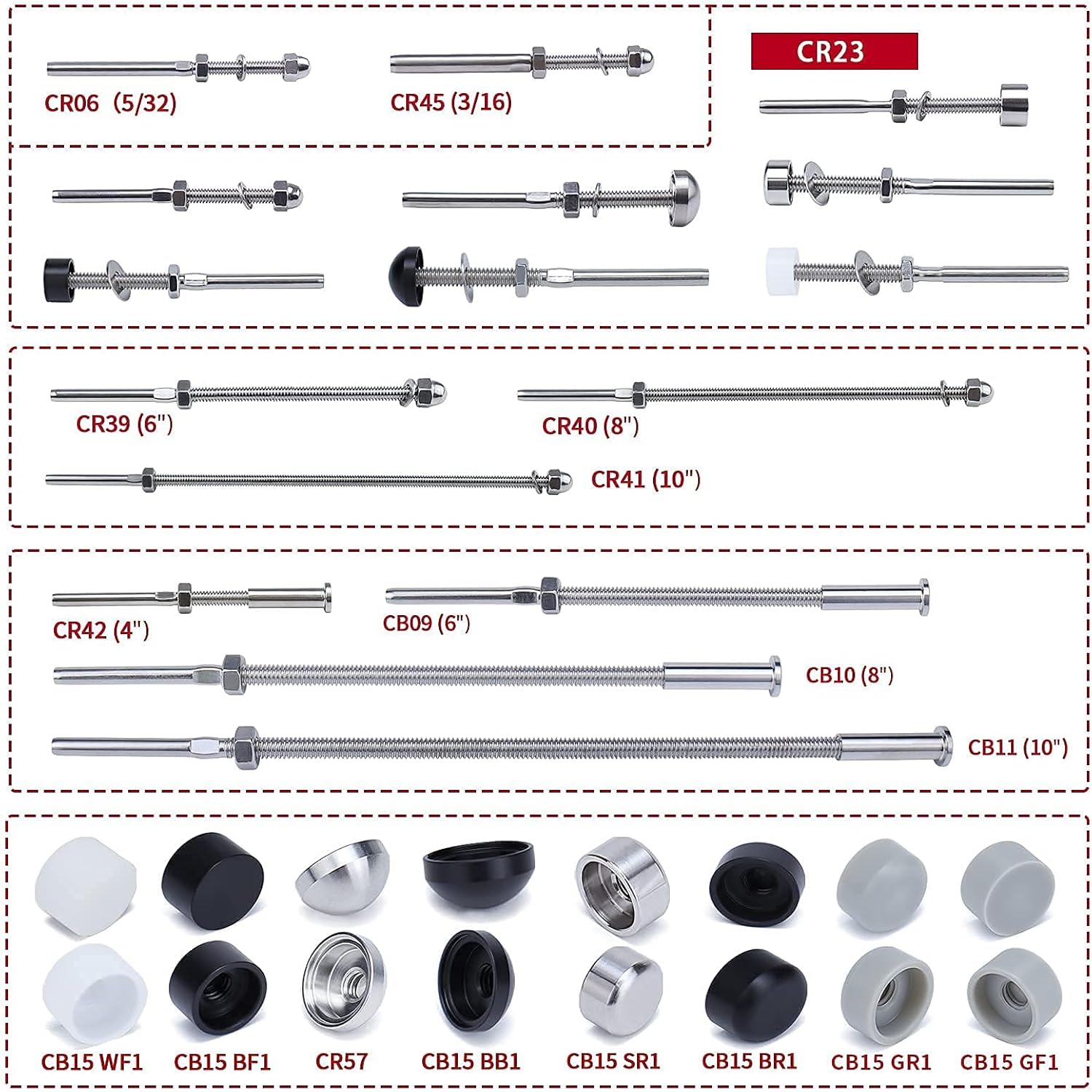 20Pack 1/8 Cable Railing Kit T316 Stainless Steel Terminal O8135