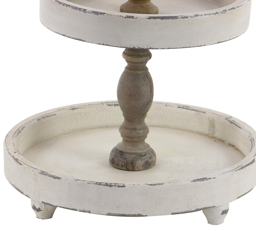 White Wood Tiered Serving Stand Y952036