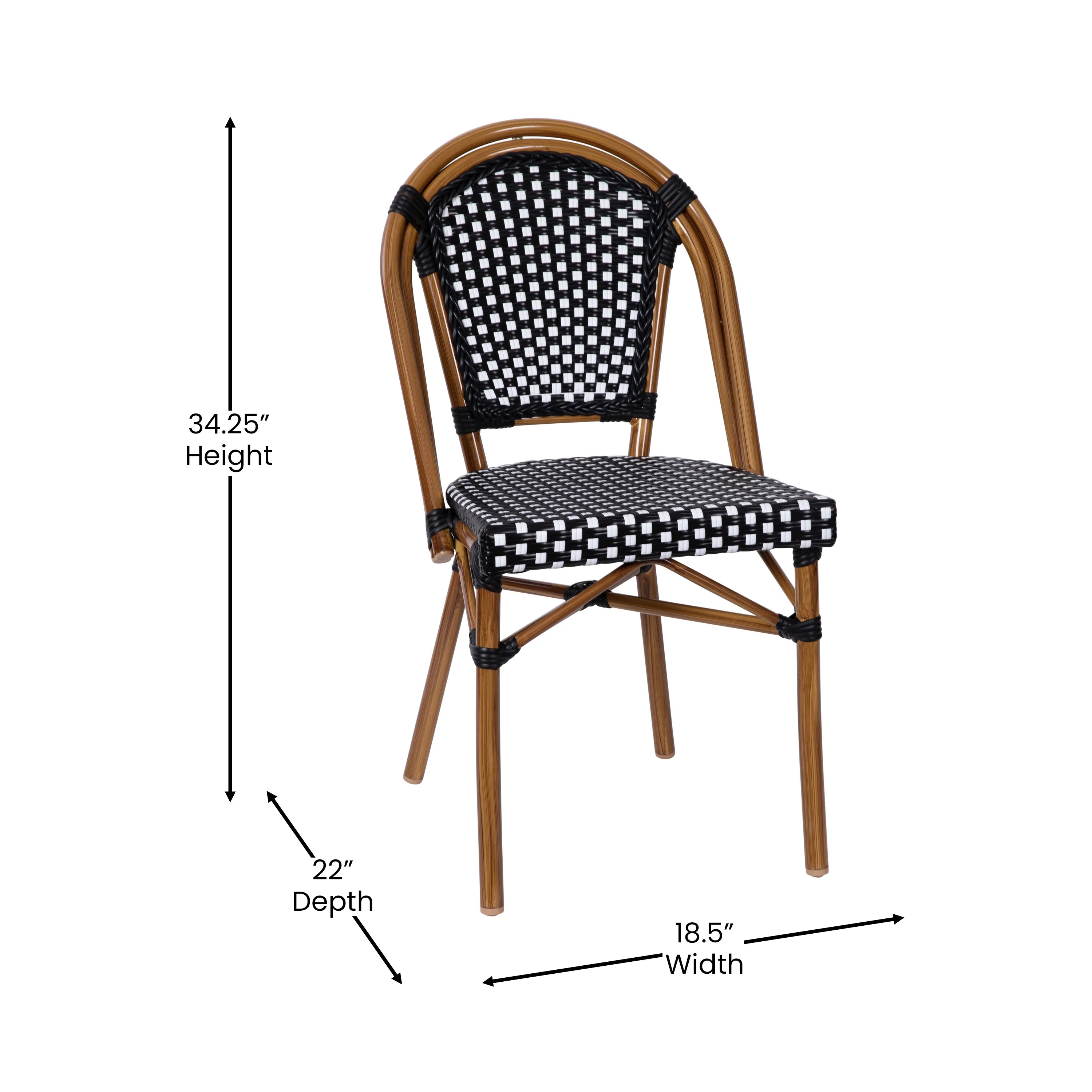 Set of 2 Black/White PE Rattan Bistro Stacking Chairs R6707