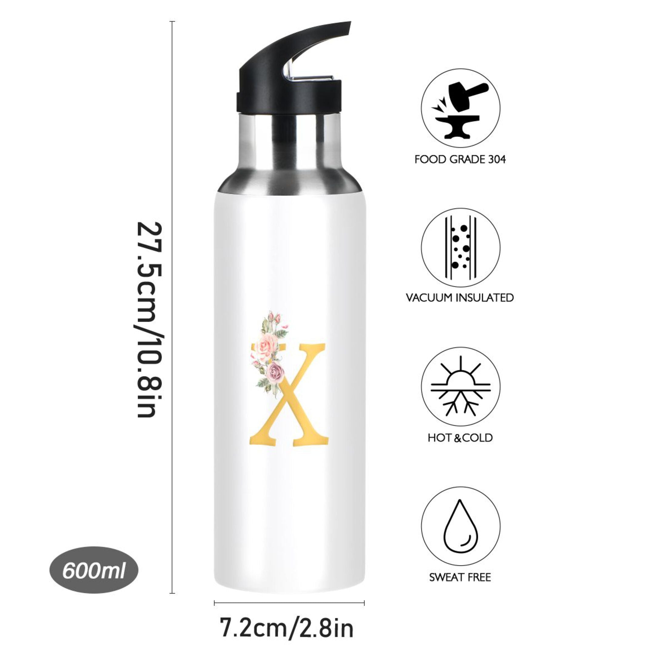 Stainless Steel Insulated Water Bottle with Straw Lid O601188