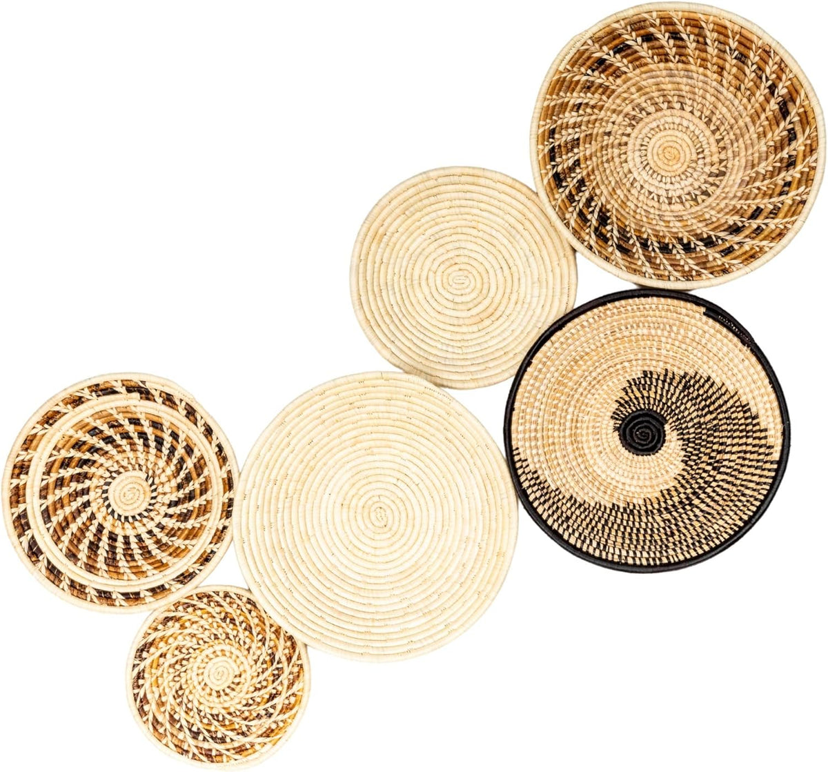 Set of 6 Handmade Woven Wall Baskets D48703