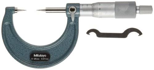 Point Micrometer, Ratchet Stop, 0-25mm Range, 0.01mm Graduation Y61029