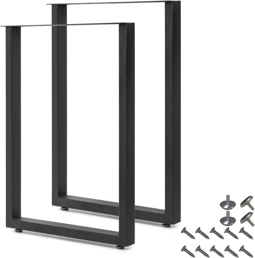 Black Cast Iron Metal Square Tube Table Legs 28 inch 2 PCS O433