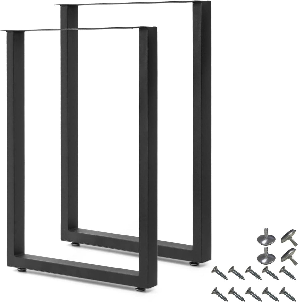 Black Cast Iron Metal Square Tube Table Legs 28 inch 2 PCS O433