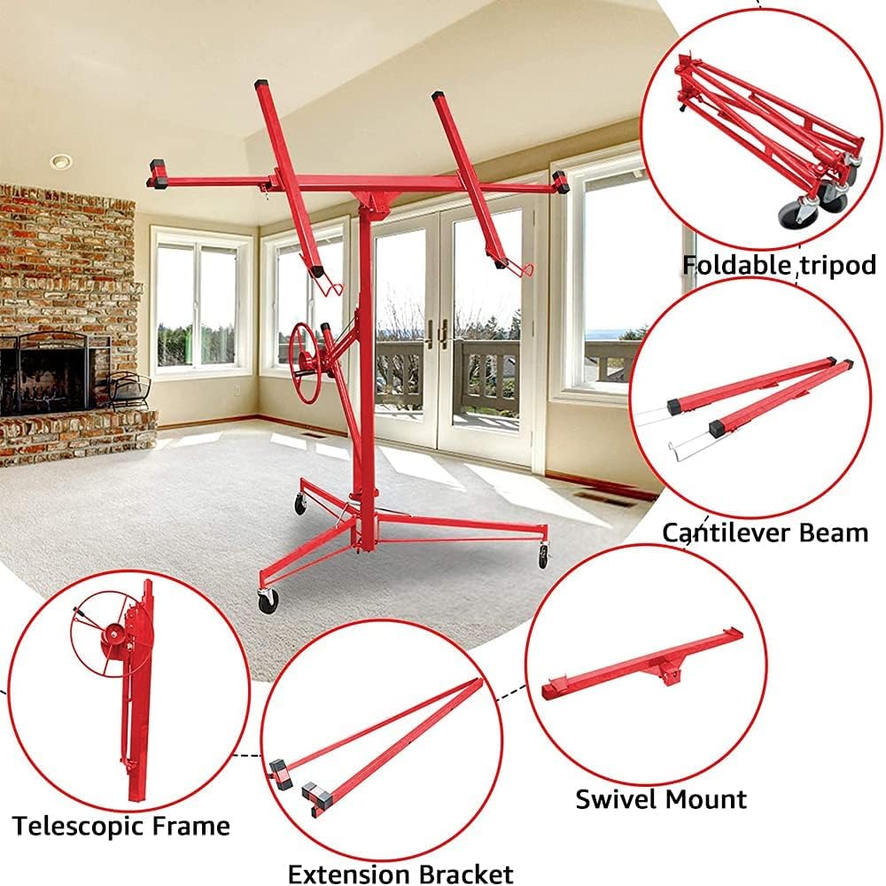 Drywall Lift Panel Hoist with Adjustable Telescopic Arm, 150 lbs E360