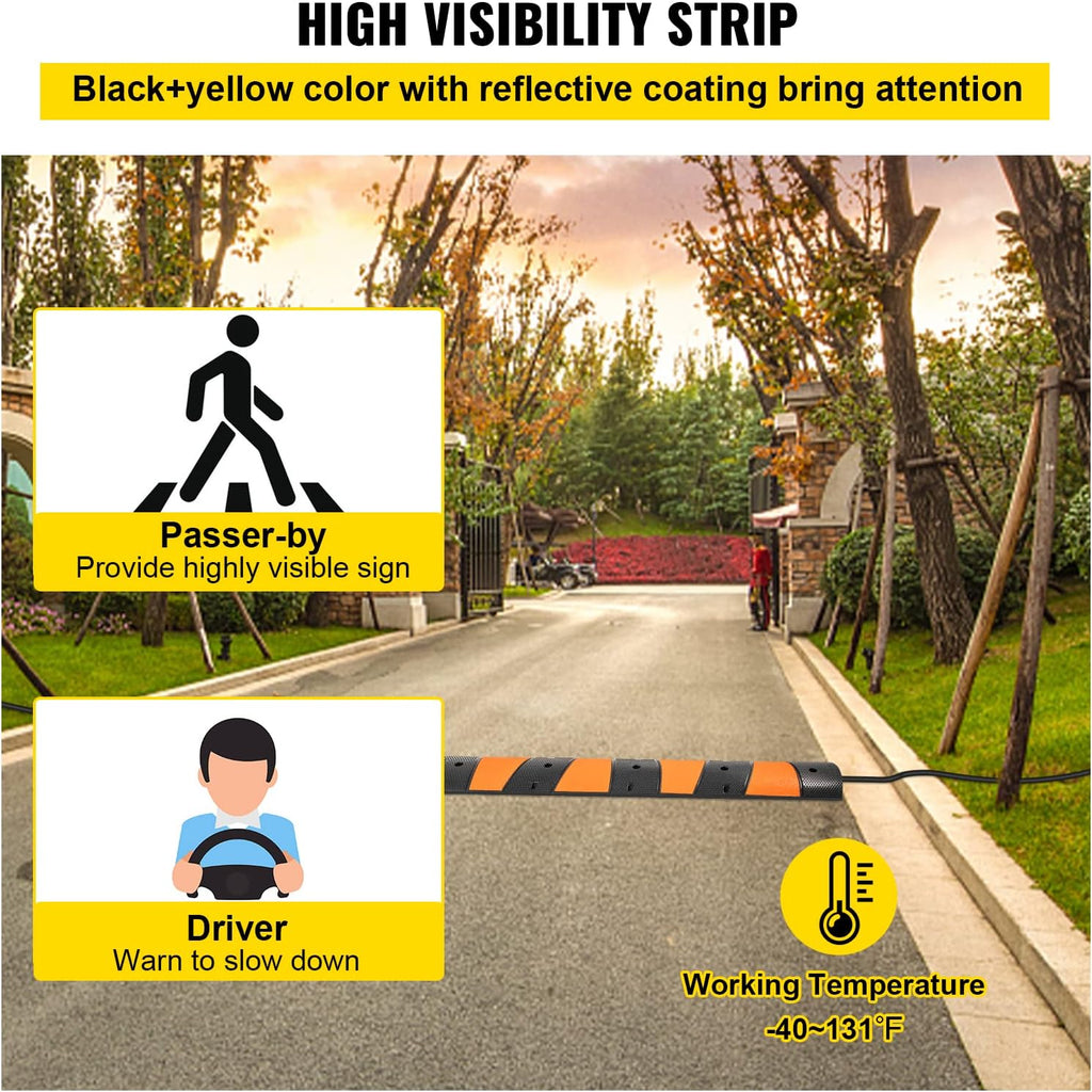 Rubber Speed Bump, 72.8 x 12.2 x 2.2, 22000 LBS Load Capacity M51200