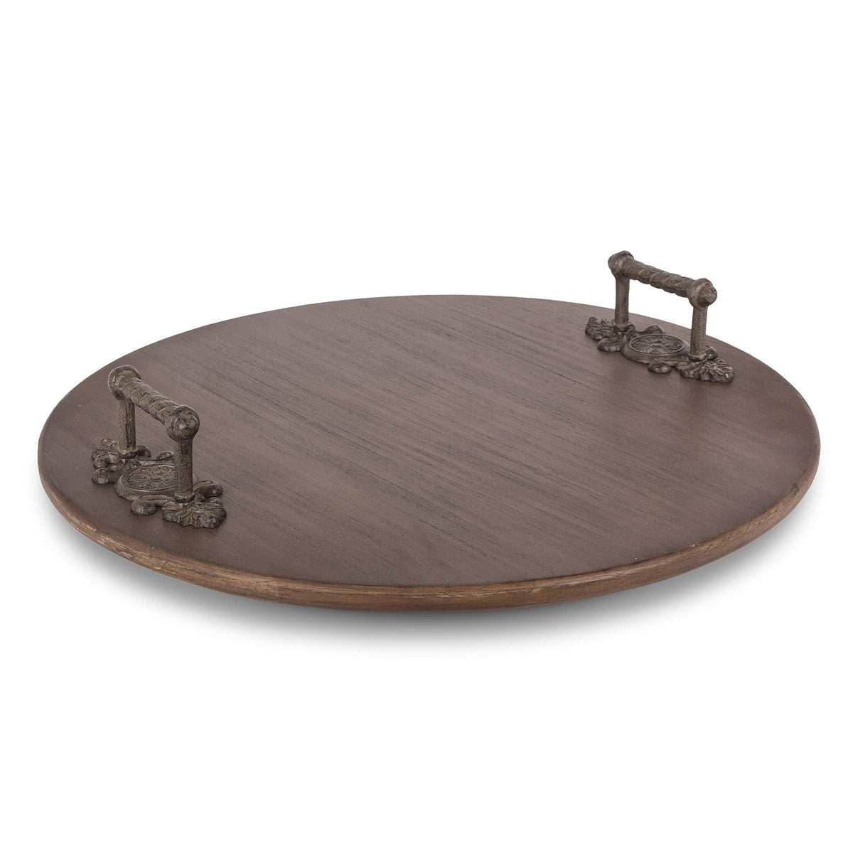 Wood Lazy Susan with Metal Handles C176776
