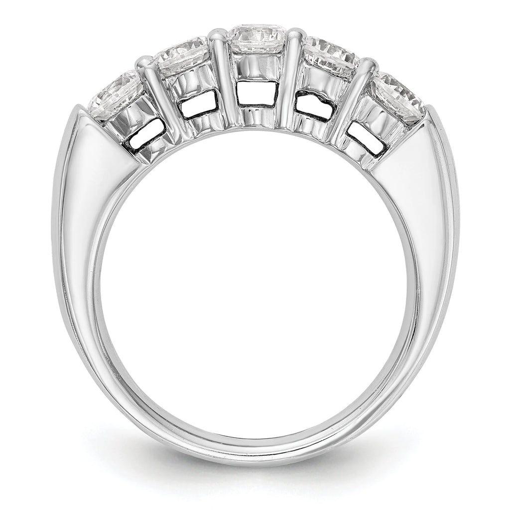 14K White Gold 5-Stone Wedding Band Ring R13323