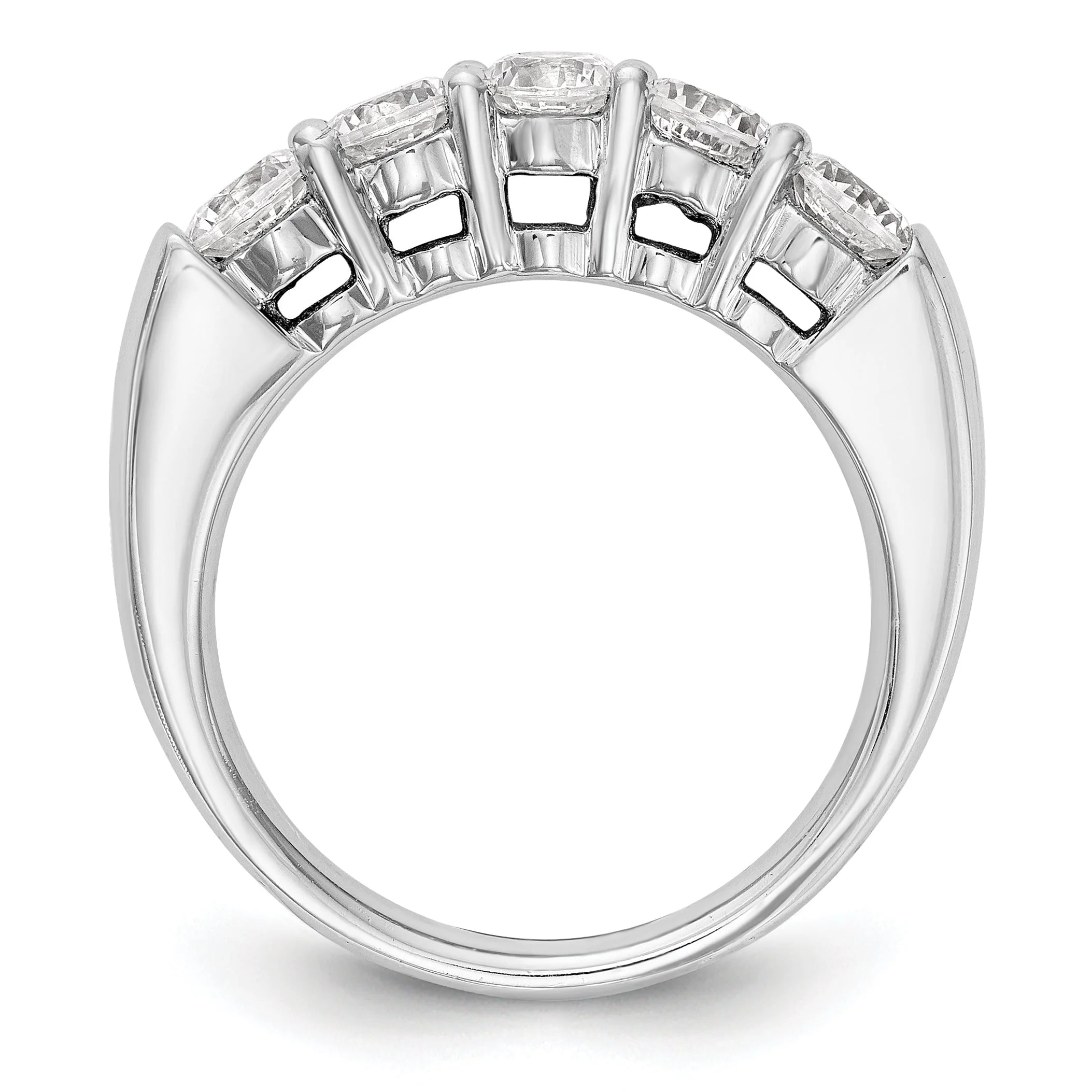 14K White Gold 5-Stone Wedding Band Ring R13323