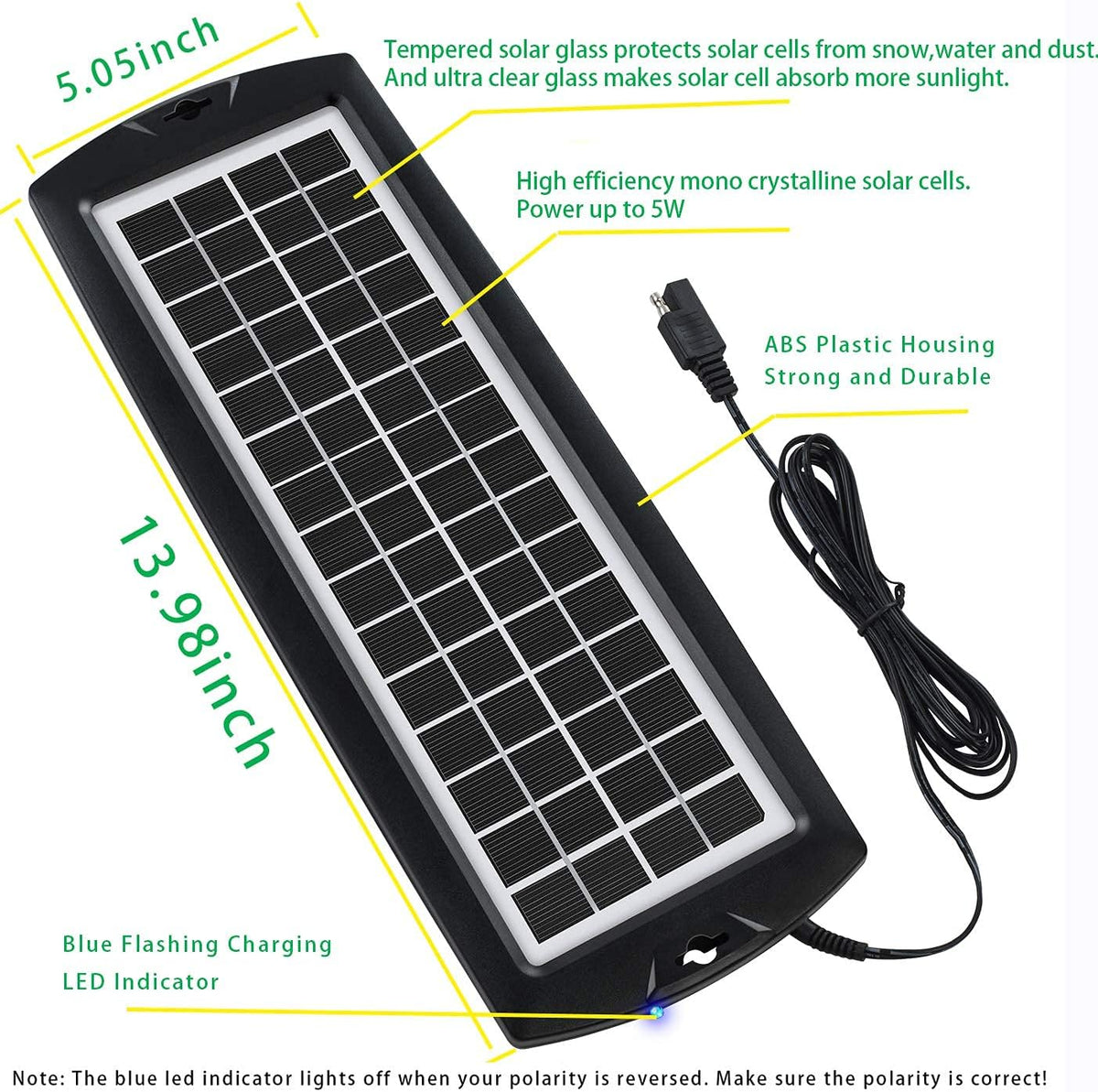12V Solar Panel Battery Trickle Charger & Maintainer T55681