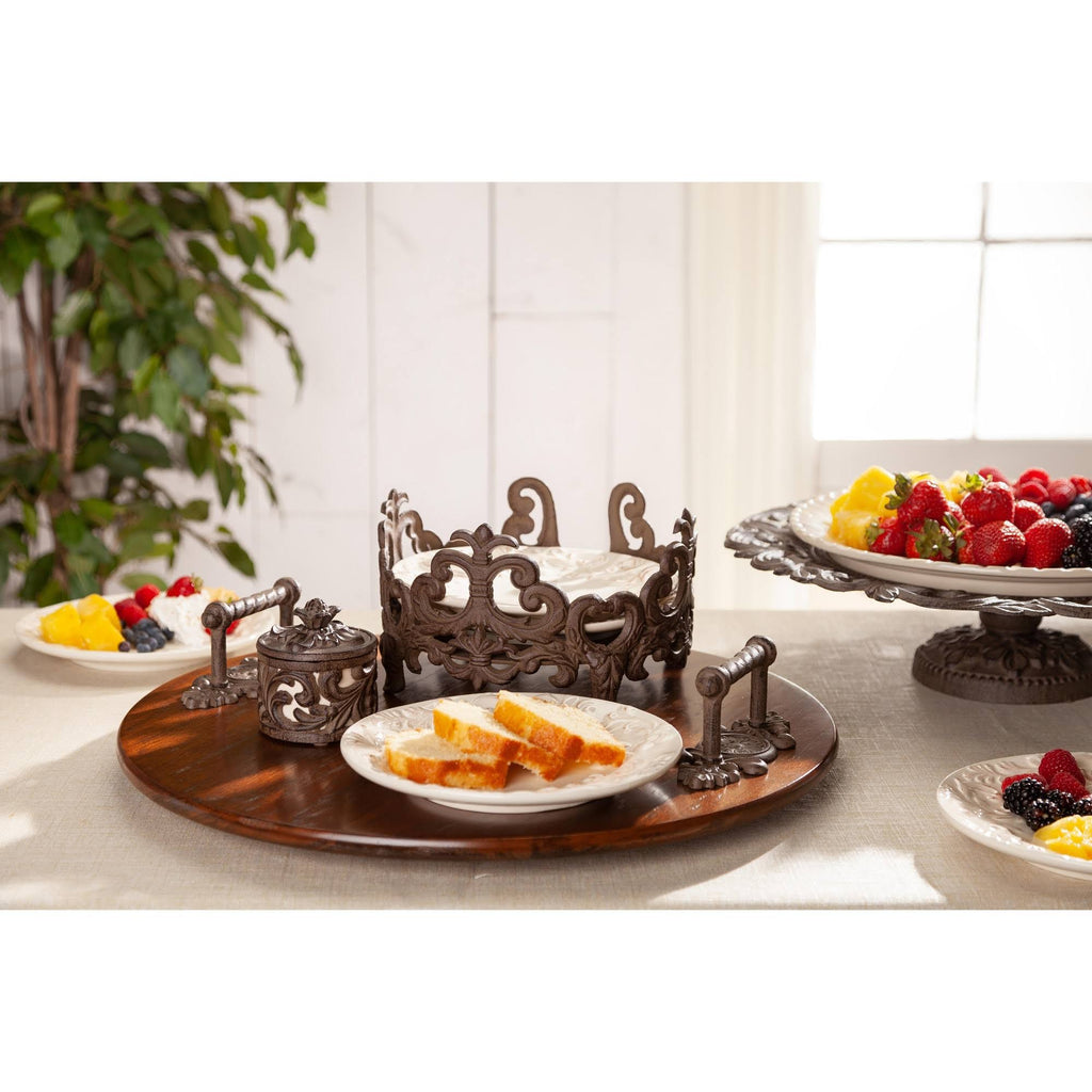 Wood Lazy Susan with Metal Handles C176776