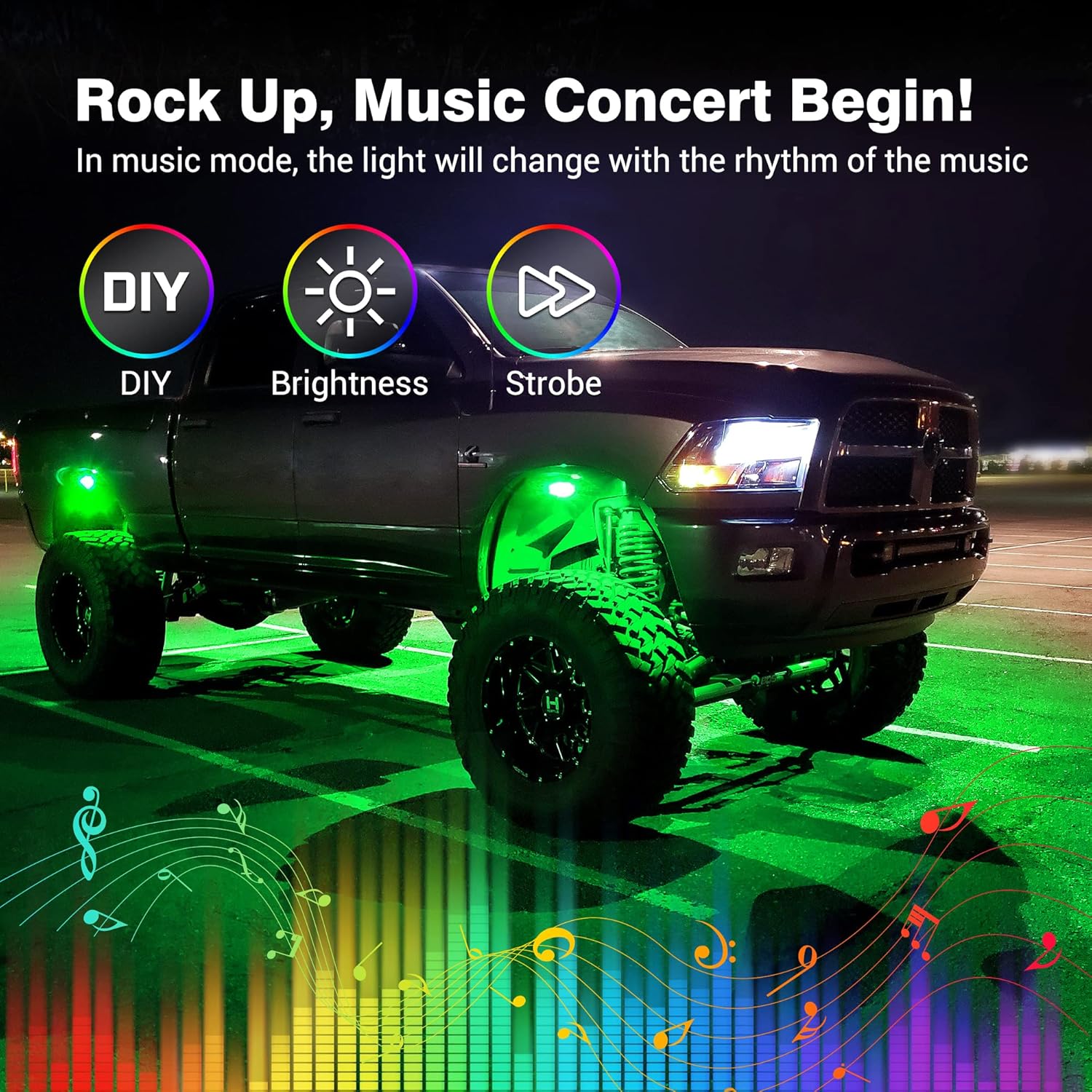 4 Pods Multicolor Waterproof LED Rock Lights with Remote Control J77402