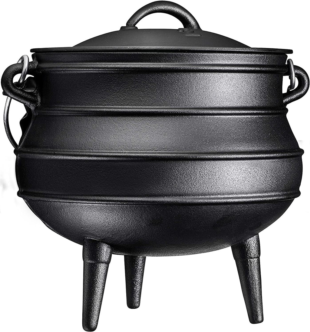 Cast Iron Pre-Seasoned Potjie Pot With Lid, 8 Quarts P70162