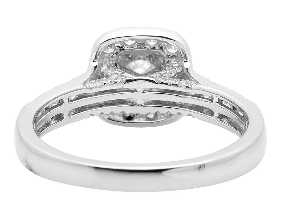 14K White Gold Cushion Halo Diamond Engagement Ring 1.0ct R183653