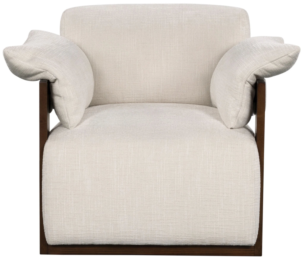 Ivory/Dark Brown Chenille Armchair D75434