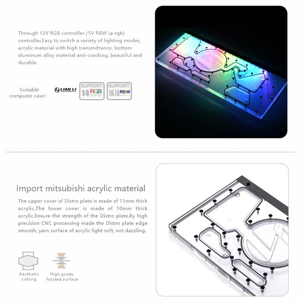 Distro Plate for Computer Case Water Cooling Block Support DDC Pump M2164