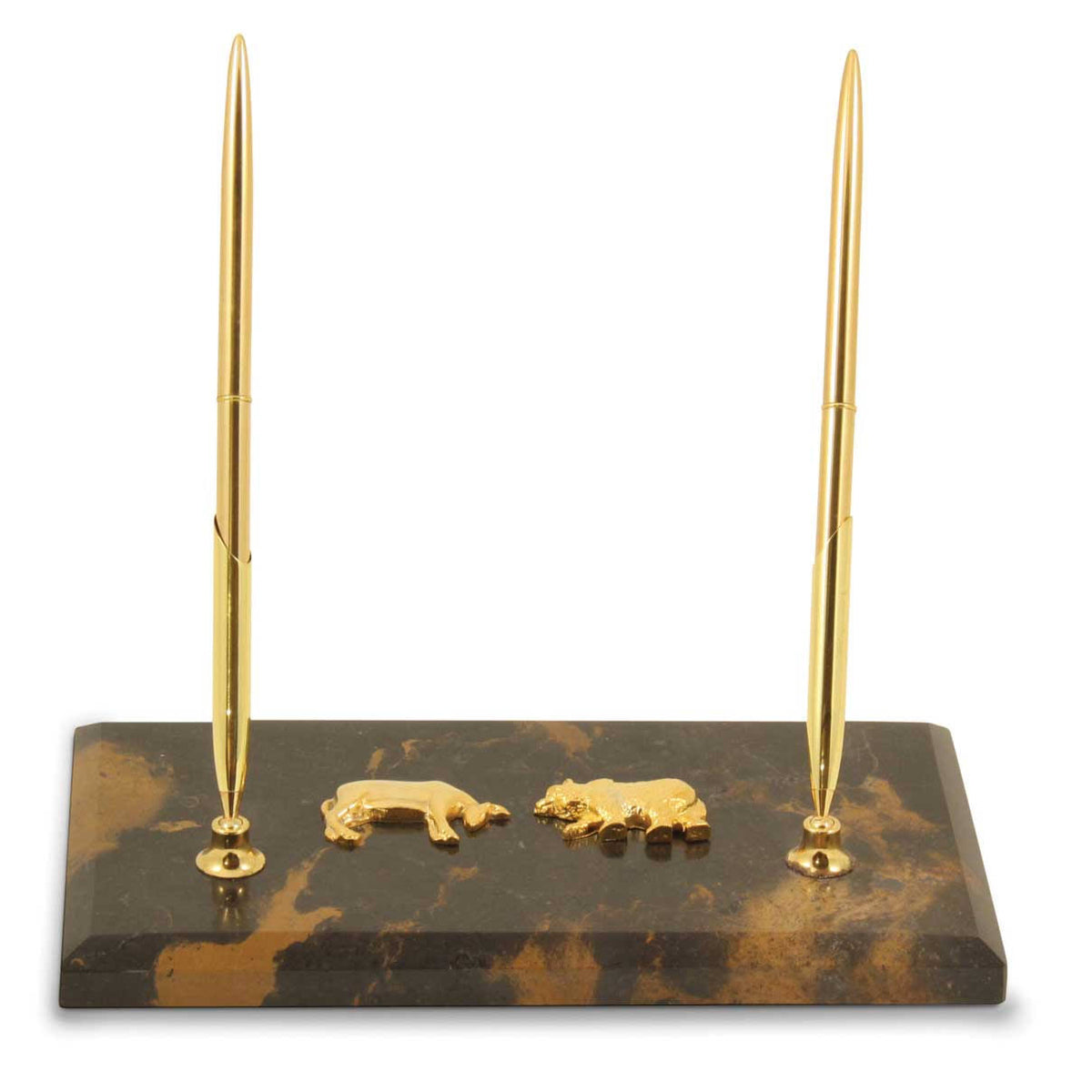 Tiger Eye Marble Double Pen Stand U991