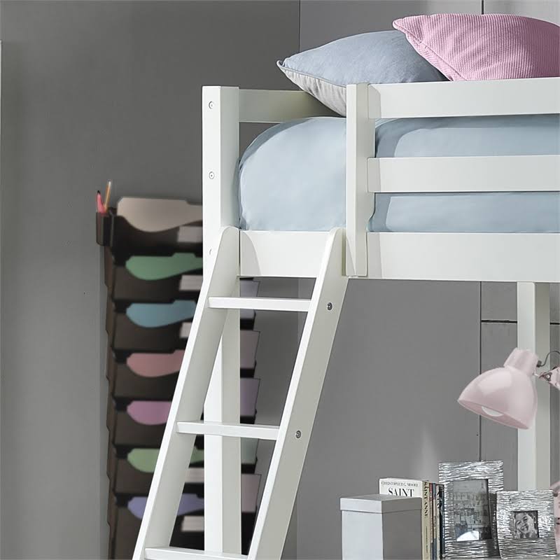 White Twin Study Loft with Chair E1685