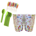 16 Pk Birthday Ice Cream Kit with 8 Oz Cups, Spoons, Umbrellas X383