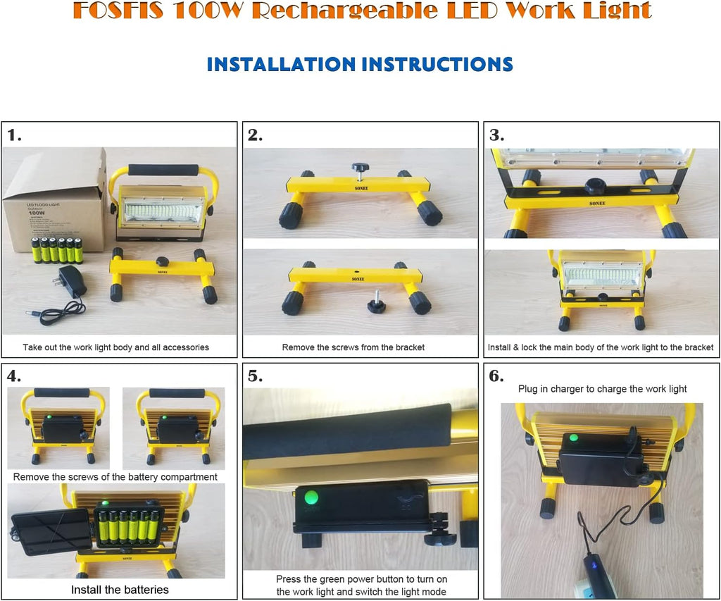 100W Waterproof Portable LED Work Light with Stand U330