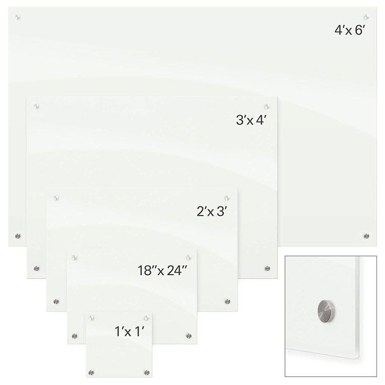 White Glass Dry Erase Markerboard E5009