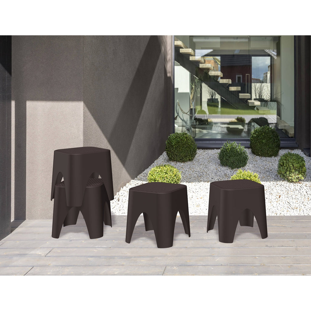 Grey Stackable Rattan Top Side Table Set of 2 O6286