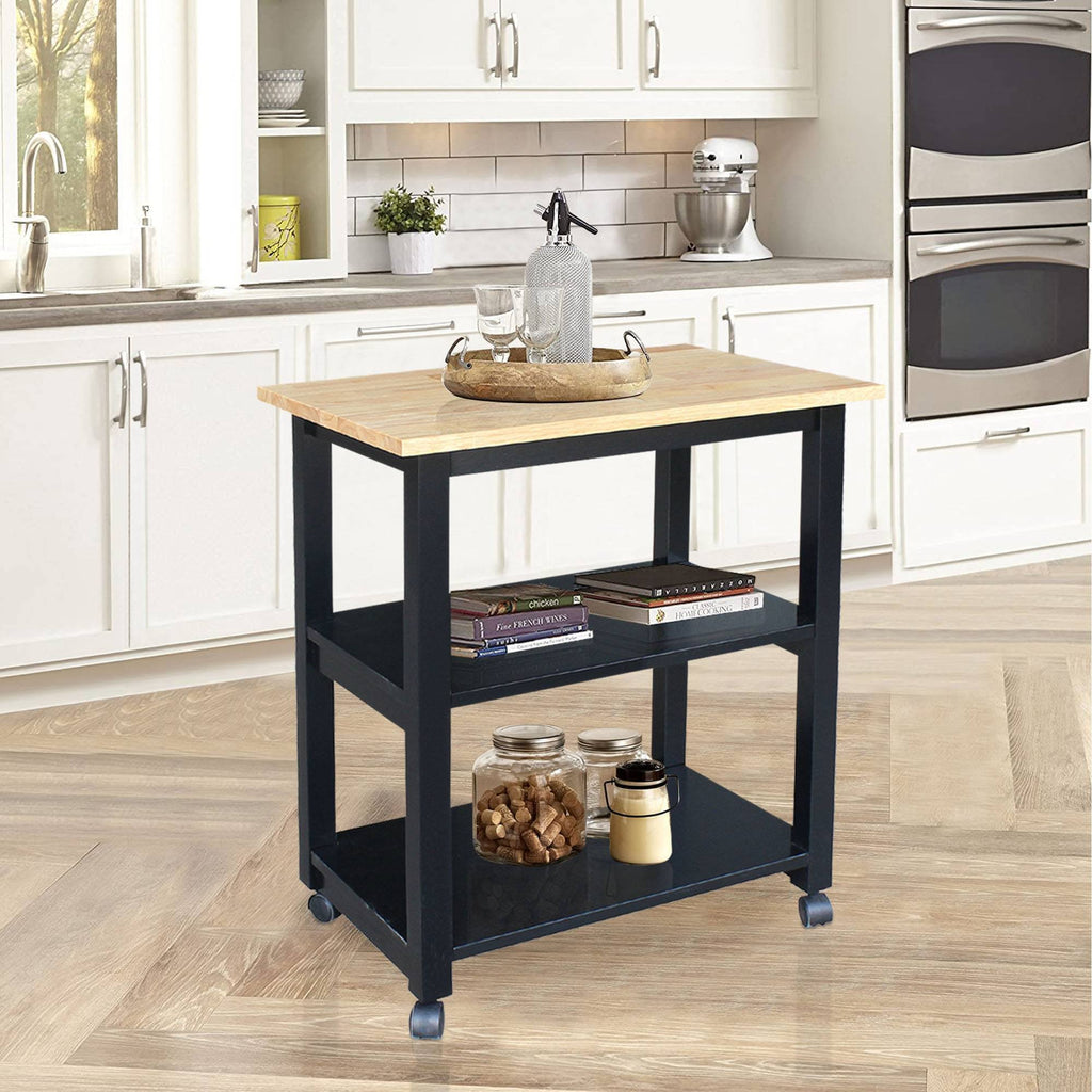 Black & Natural Microwave Cart V630207