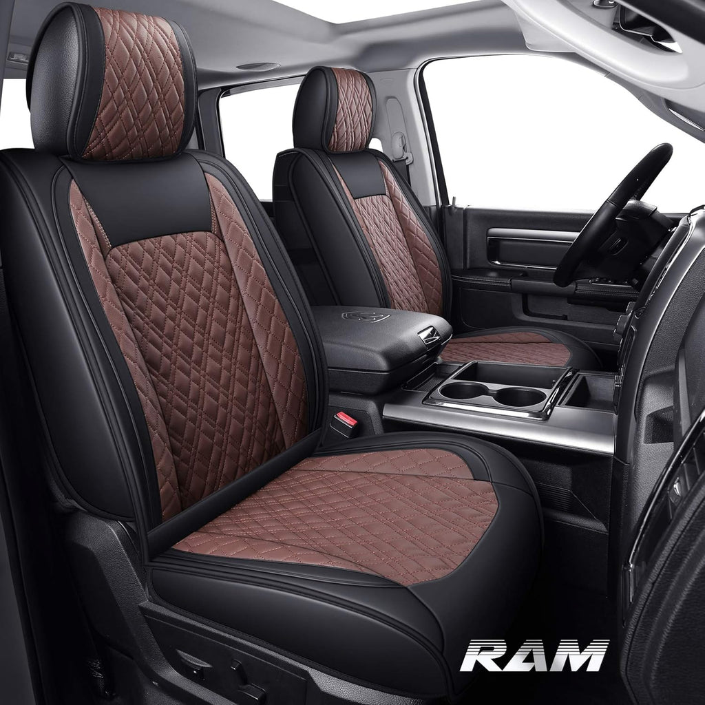 Black Waterproof Leather Rear Car Seat Covers Pickup Truck Crew Cab Pack of 2 W583683