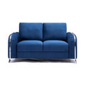 Blue Velvet Upholstery Solid Pine Wood Loveseat T305