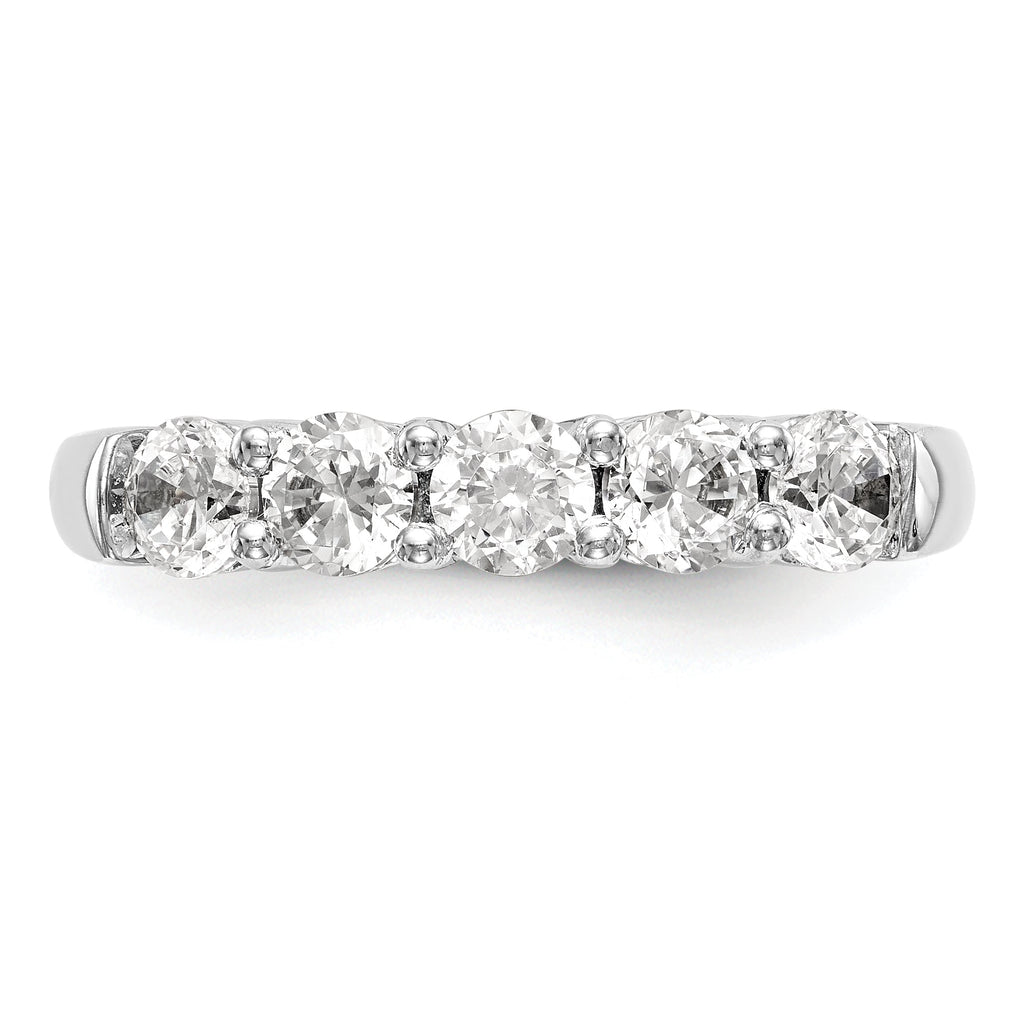14K White Gold 5-Stone Wedding Band Ring R13323