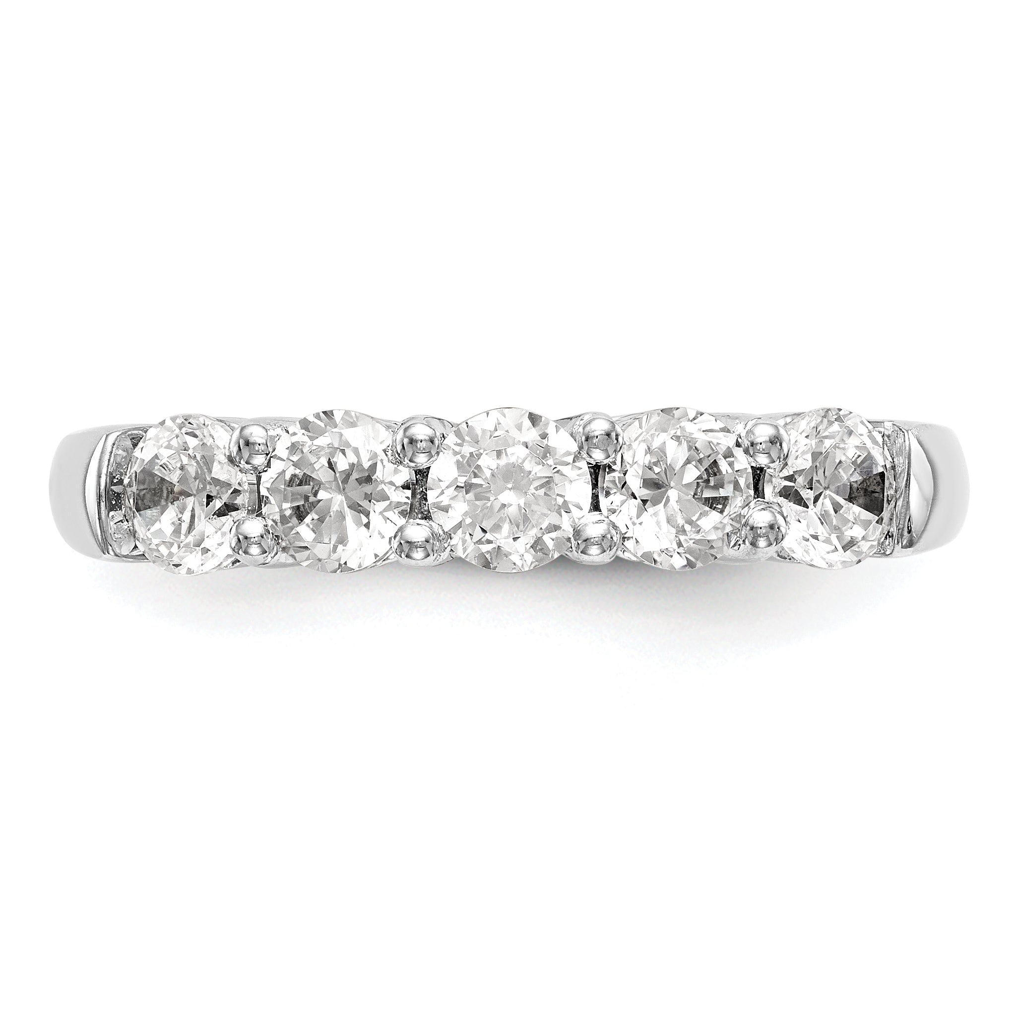 14K White Gold 5-Stone Wedding Band Ring R13323