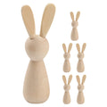 6Pcs Unpainted Natural Wooden Bunny Dolls P982