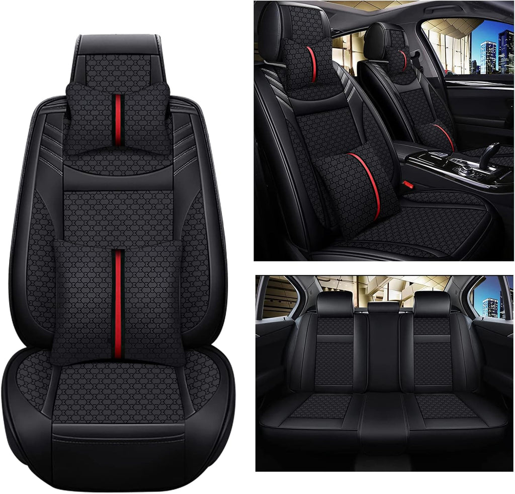 Gray Faux Leather Car Seat Covers for 5 Seats C73923