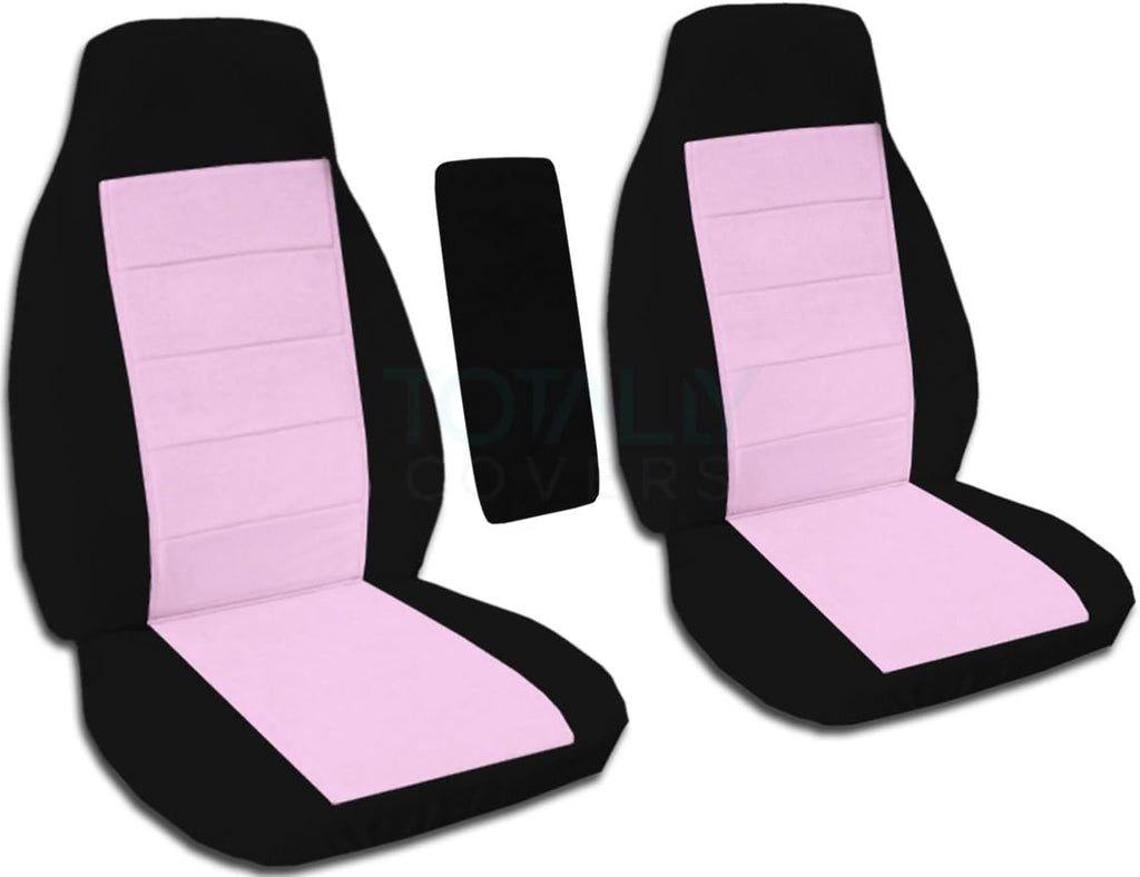 Black and Sand Two-Tone Truck Bucket Seat Covers with Center Armrest Cover U86173