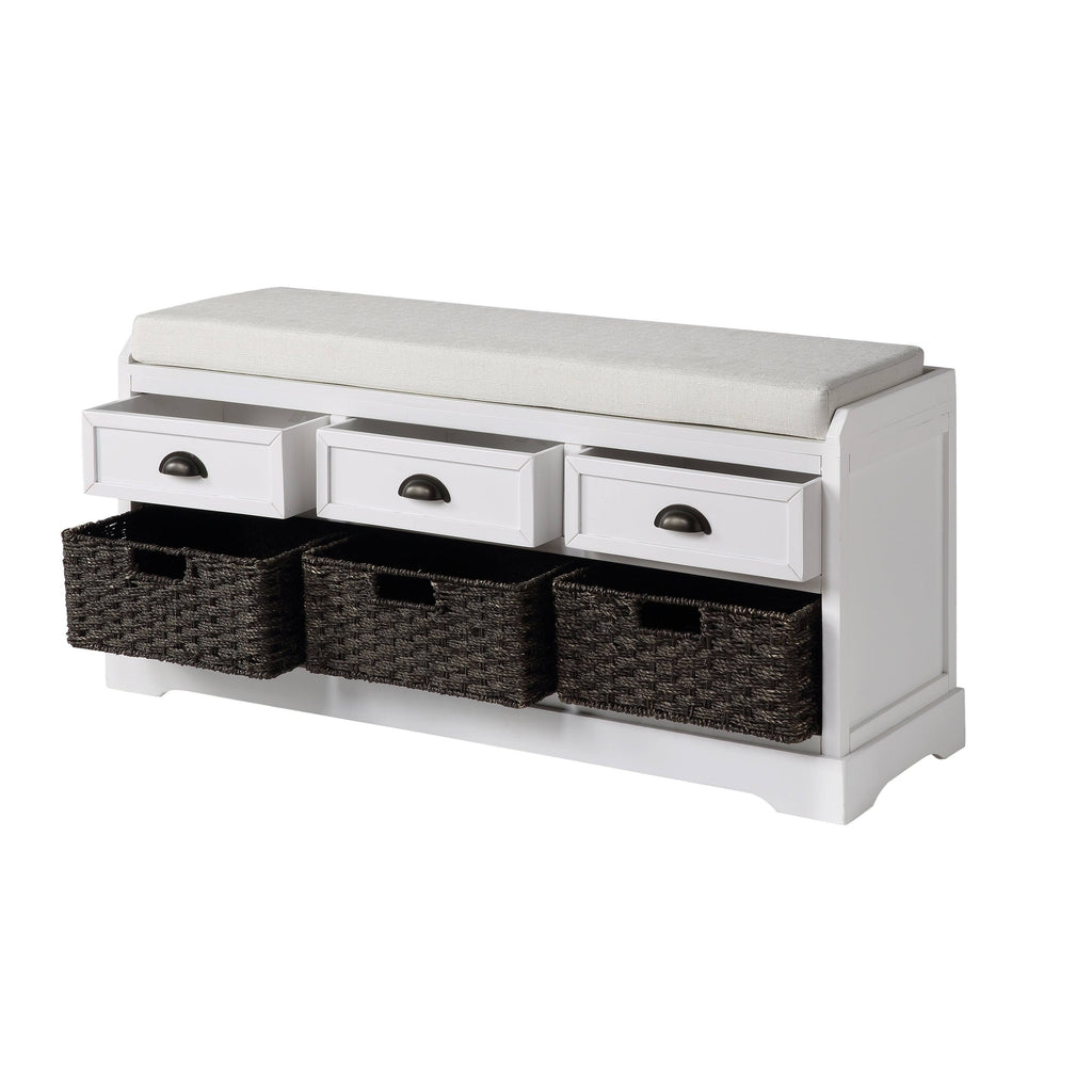 Black Storage Bench with 3 Drawers and 3 Baskets A22504