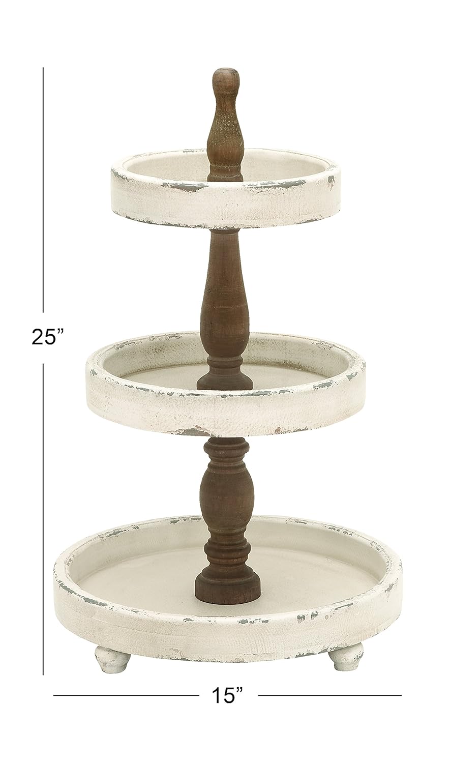White Wood Tiered Serving Stand Y952036