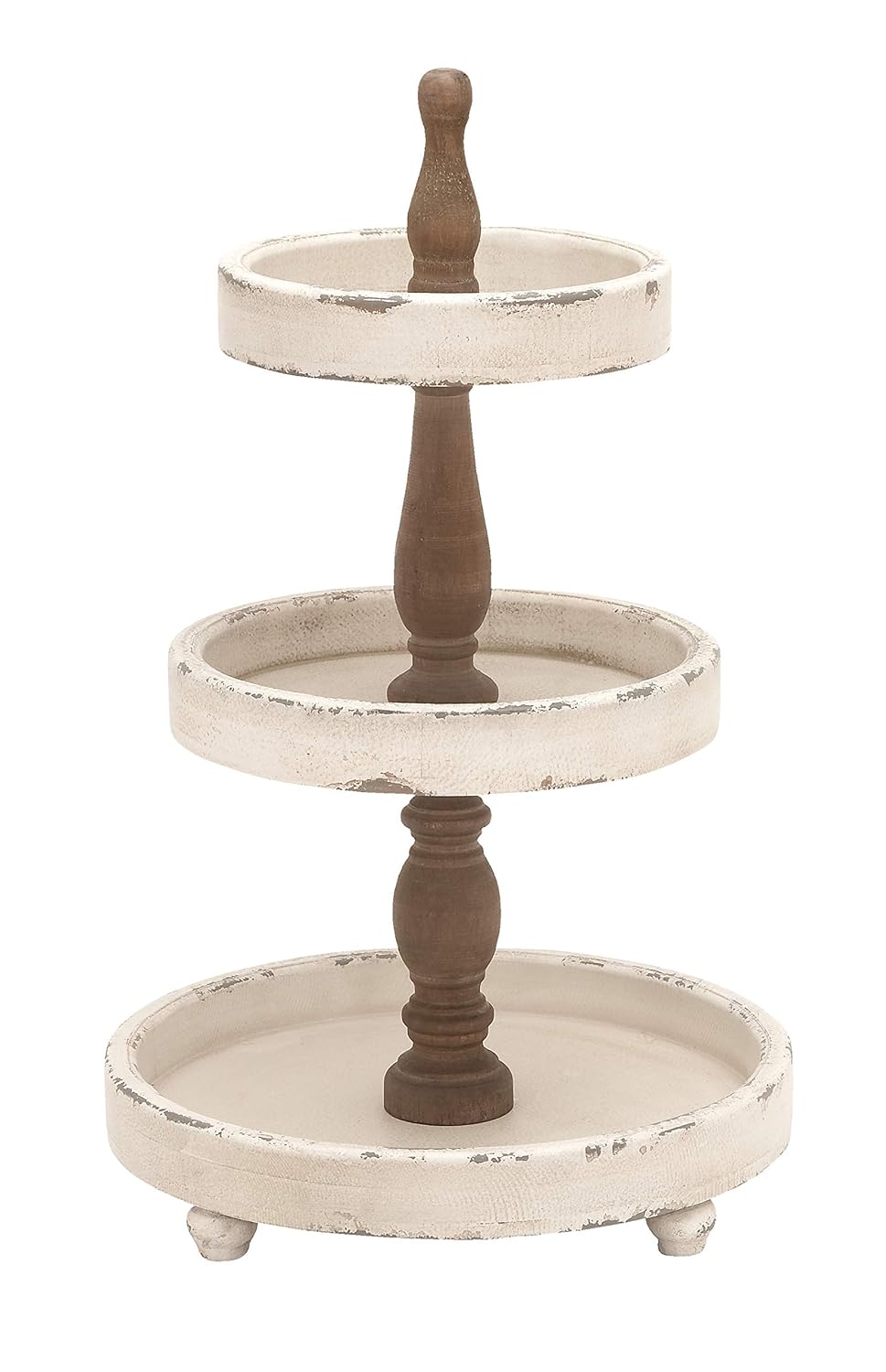White Wood Tiered Serving Stand Y952036