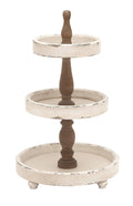 White Wood Tiered Serving Stand Y952036