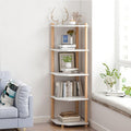White 5-Tier Wooden Corner Bookshelf E6533