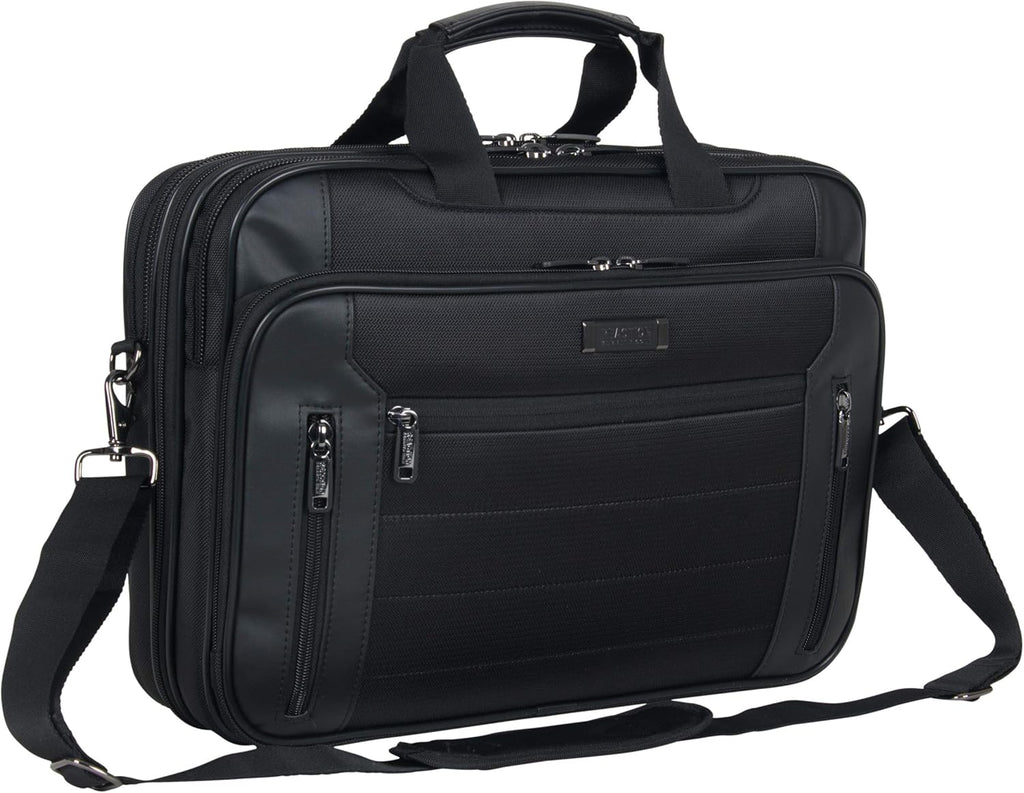 Black 1680d Polyester Dual Compartment 17" Laptop Portfolio F4830